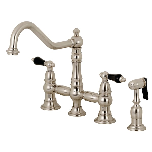 KS3278PKLBS Duchess Bridge Kitchen Faucet W/Brass Sprayer, Brushed Nkl
